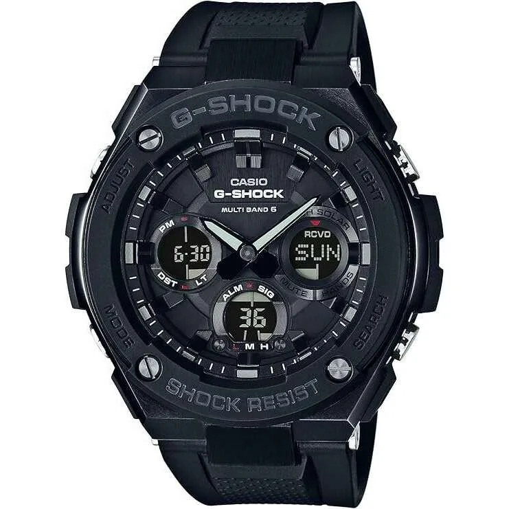 CASIO G-SHOCK G-STEEL SOLAR ANALOG DIGITAL DIAL ALL BLACK MEN WATCH GST-W100G-1BJF