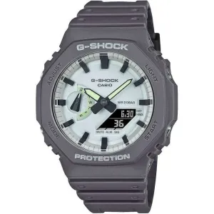 CASIO G-SHOCK HIDDEN GLOW SERIES DAY-DATE GREY STRAP WHITE DIAL MEN WATCH GA-2100HD-8AJF