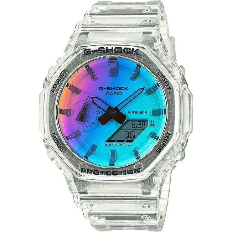 CASIO G-SHOCK IRIDESCENT COLOR SERIES CLEAR SKELETON MEN WATCH GA-2100SRS-7AJF