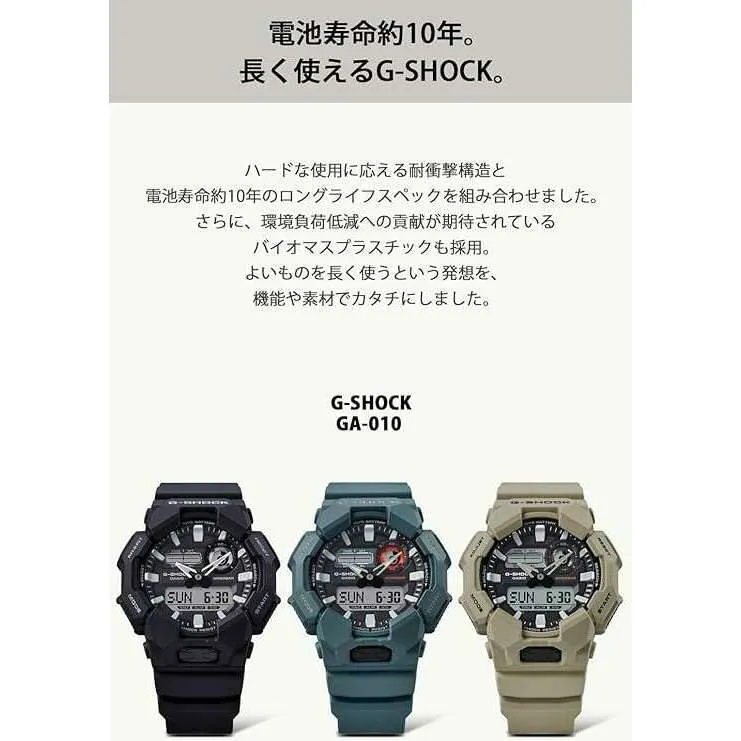 CASIO G-SHOCK LONGLIFE BATTERY DAY-DATE BLUE GREEN RESIN STRAP MEN WATCH GA-010-2AJF