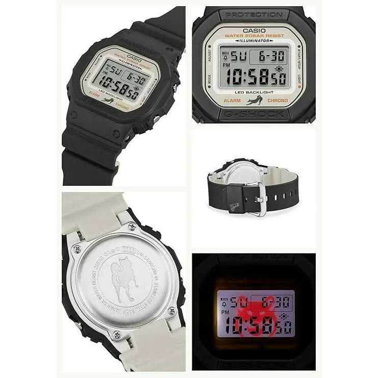 CASIO G-SHOCK MADE IN JAPAN MODEL SHIBAINU DOG DIGITAL BLACK MEN WATCH DW-5600SHB-1JR