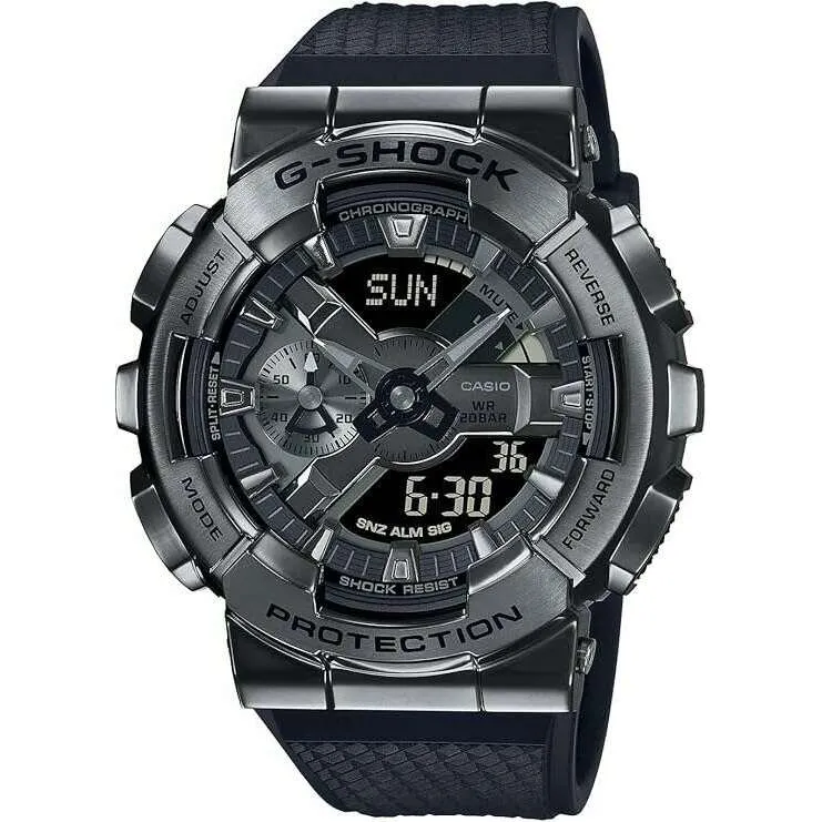 CASIO G-SHOCK METAL COVERED ANALOG DIGITAL DIAL ALL BLACK MEN WATCH GM-110BB-1AJF