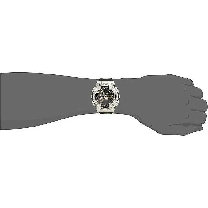 CASIO G-SHOCK METAL COVERED ANALOG DIGITAL DIAL BLACK & SILVER MEN WATCH GM-110-1AJF