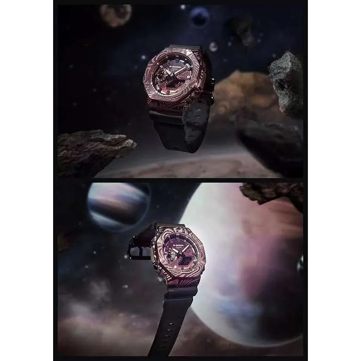 CASIO G-SHOCK METAL COVERED ANALOG DIGITAL PURPLE & NAVY MEN WATCH GM-2100MWG-1AJR