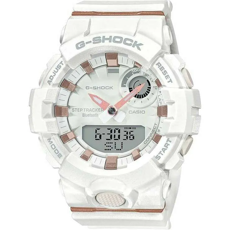 CASIO G-SHOCK MID-SIZE MODEL ANALOG DIGITAL WHITE LADIES WATCH GMA-B800-7AJR