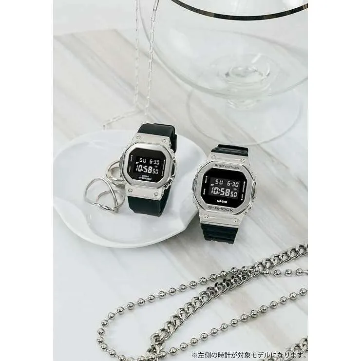 CASIO G-SHOCK MID-SIZE MODEL METAL COVERED BLACK & SILVER GOLD UNISEX WATCH GM-S5600-1JF