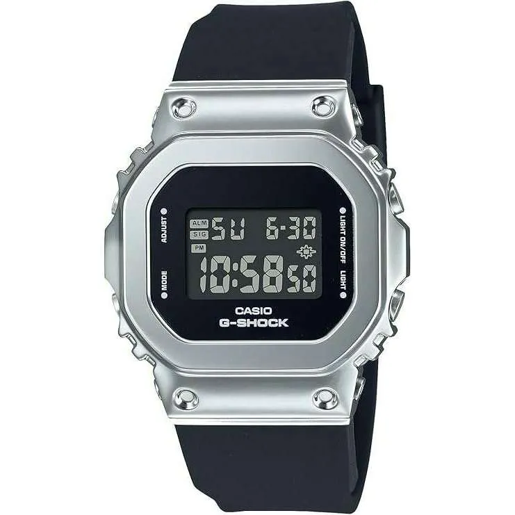 CASIO G-SHOCK MID-SIZE MODEL METAL COVERED BLACK & SILVER GOLD UNISEX WATCH GM-S5600-1JF