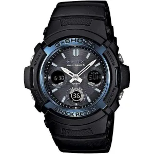 CASIO G-SHOCK MULTIBAND 6 RADIO SOLAR ANALOG DIGITAL DIAL BLACK & BLUE MEN WATCH AWG-M100A-1A