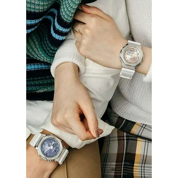 CASIO G-SHOCK PRECIOUS HEART SELECTION METAL COVERED WHITE & PINK LADIES WATCH GM-S2100WS-7AJF