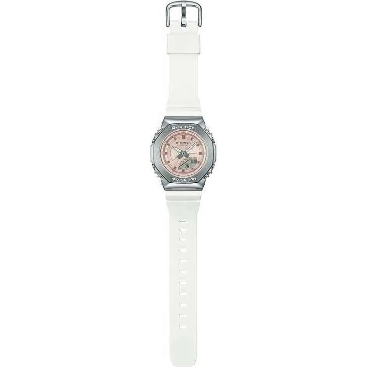 CASIO G-SHOCK PRECIOUS HEART SELECTION METAL COVERED WHITE & PINK LADIES WATCH GM-S2100WS-7AJF