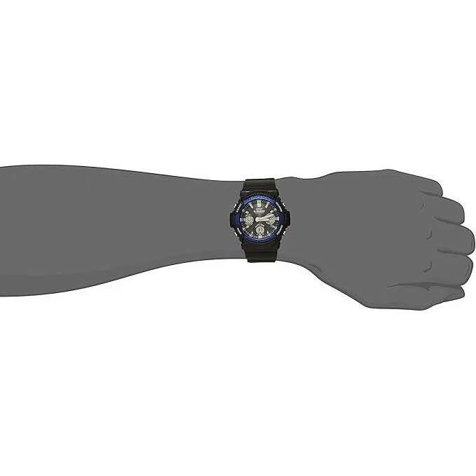 CASIO G-SHOCK RADIO SOLAR ANALOG DIGITAL DIAL BLACK & BLUE MEN WATCH GAW-100B-1A2JF