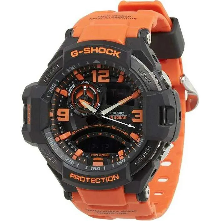 CASIO G-SHOCK SKY COCKPIT ANALOG DIGITAL ORANGE & BLACK MEN WATCH GA-1000-4A