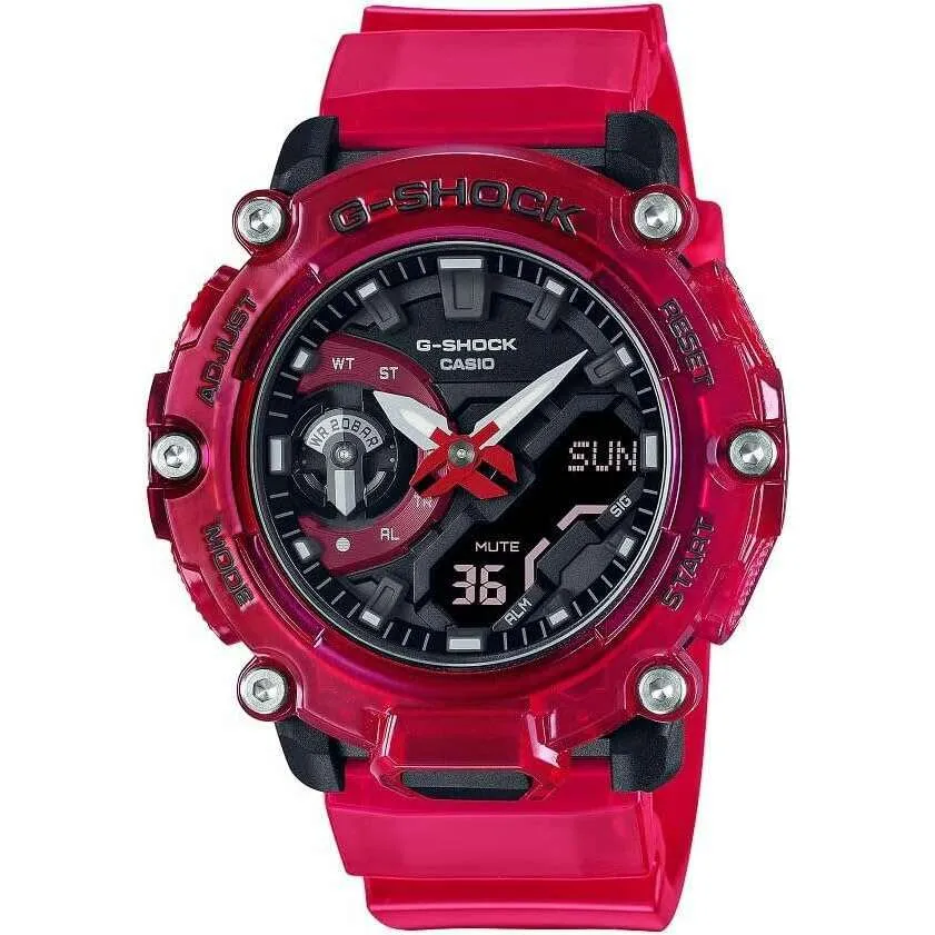CASIO G-SHOCK SOUND WAVE SERIES ANALOG DIGITAL RED SKELETON MEN WATCH GA-2200SKL-4AJF