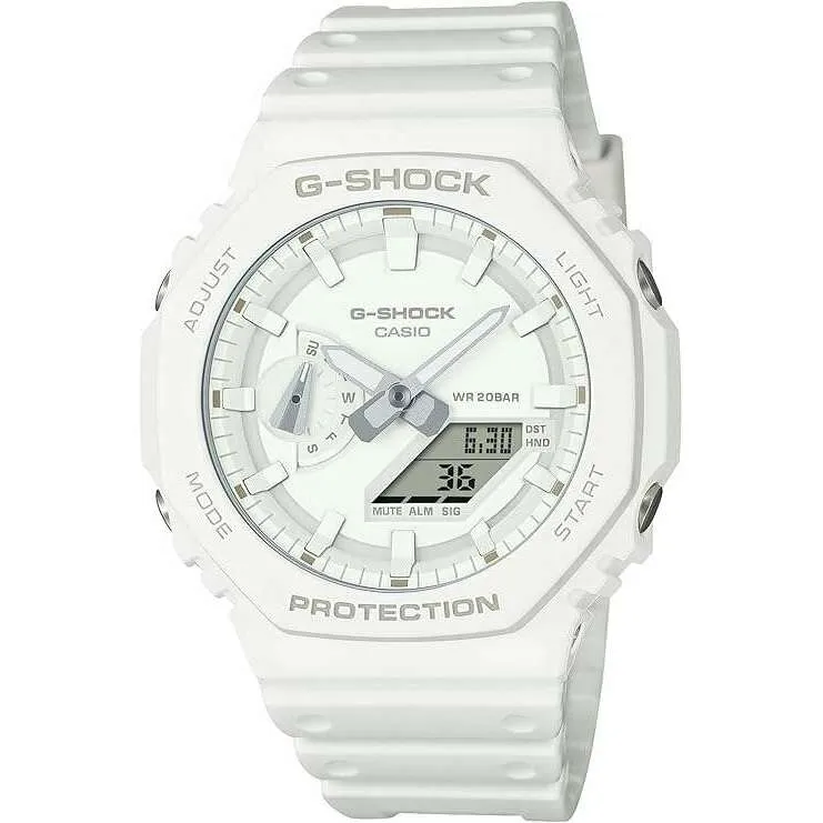 CASIO G-SHOCK TONE ON TONE SERIES ANALOG DIGITAL DIAL ALL WHITE MEN WATCH GA-2100-7A7JF