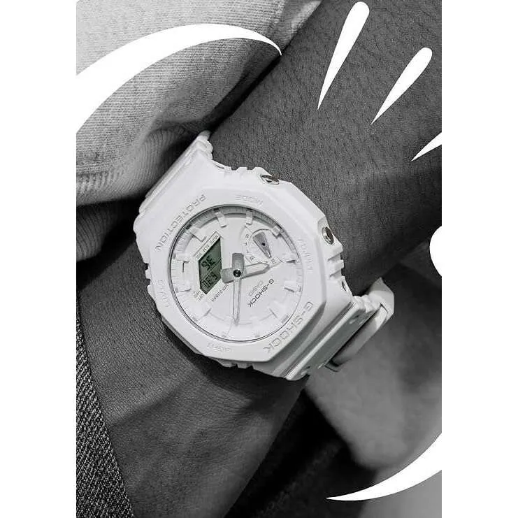 CASIO G-SHOCK TONE ON TONE SERIES ANALOG DIGITAL DIAL ALL WHITE MEN WATCH GA-2100-7A7JF