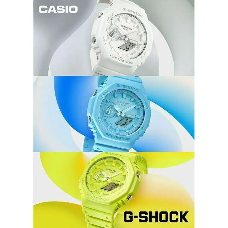 CASIO G-SHOCK TONE ON TONE SERIES ANALOG DIGITAL DIAL ALL WHITE MEN WATCH GA-2100-7A7JF