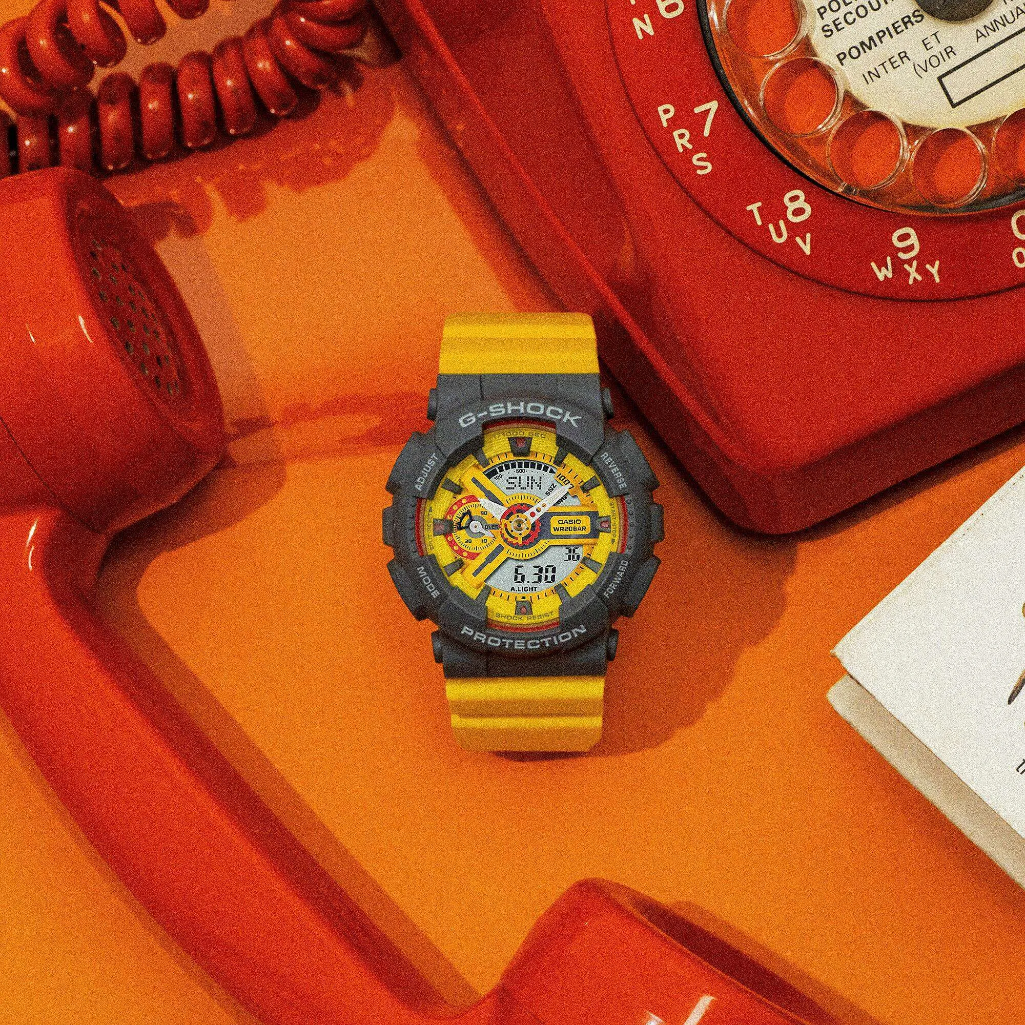 CASIO G-SHOCK YELLOW & GREY ANALOG DIGITAL LADIES WATCH GMA-S110Y-9AJF