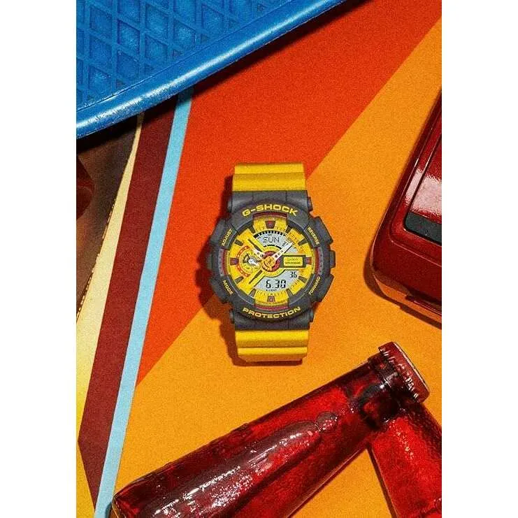 CASIO G-SHOCK YELLOW & GREY DAY-DATE ANALOG DIGITAL MEN WATCH GA-110Y-9AJF