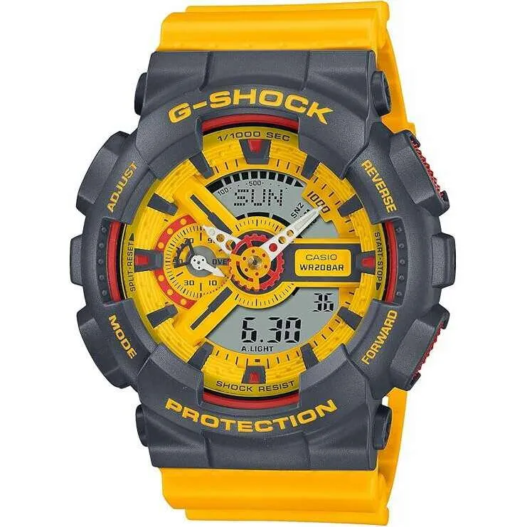 CASIO G-SHOCK YELLOW & GREY DAY-DATE ANALOG DIGITAL MEN WATCH GA-110Y-9AJF