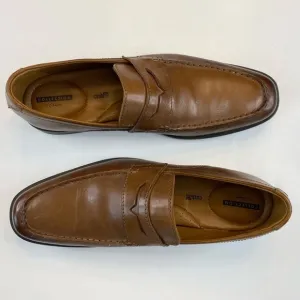 CLARKS TILDEN WAY PENNY LOAFER Size 11 Brown Camel Leather Slip on