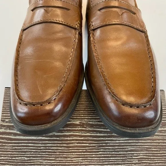 CLARKS TILDEN WAY PENNY LOAFER Size 11 Brown Camel Leather Slip on