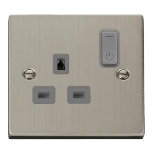 Click Deco VPSS30535GY Victorian Ingot 13A 1G RF Smart Socket - Stainless Steel (Grey)