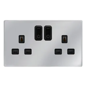 Click Definity Complete SFCH30036BK 13A 2G RF Smart Socket - Polished Chrome - Black Insert