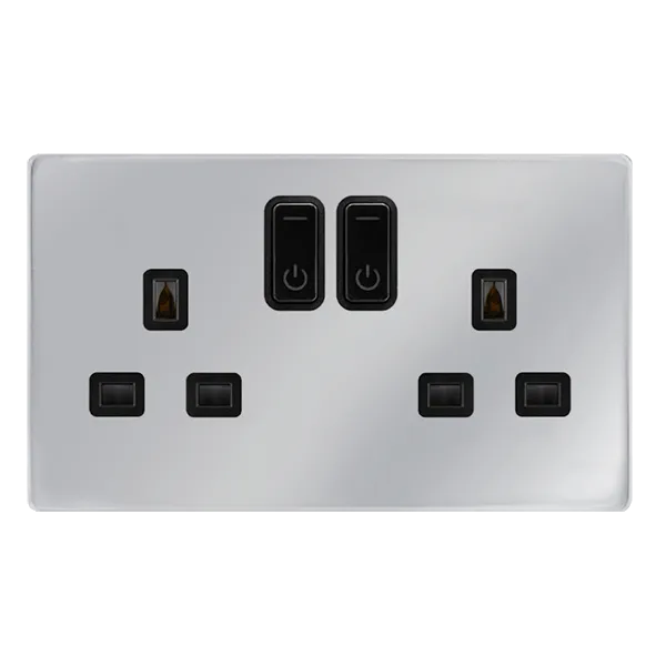 Click Definity Complete SFCH30036BK 13A 2G RF Smart Socket - Polished Chrome - Black Insert