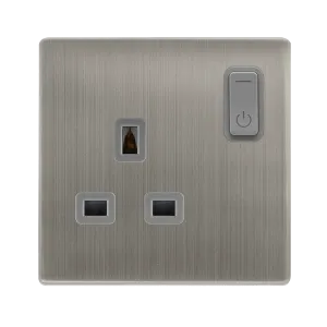 Click Definity Complete SFSS30035GY 13A 1G RF Smart Socket - Stainless Steel - Grey Insert