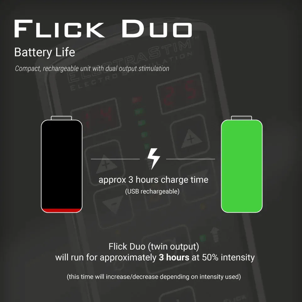 ElectraStim Flick Duo Stimulation Pack - Dual Channel, Rechargeable, 8 Patterns & 25 Intensity Levels