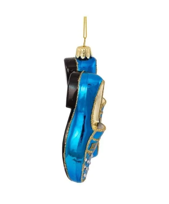 ELVIS CHRISTMAS ORNAMENT GLASS BLUE SUEDE SHOES