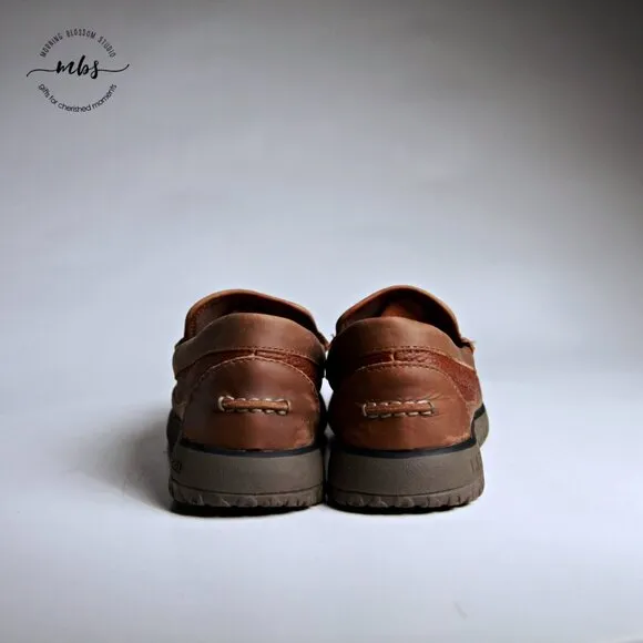 EUC LL Bean All Week Leather Slip Ons w/ Shearling Insole in Brown Men Size 9