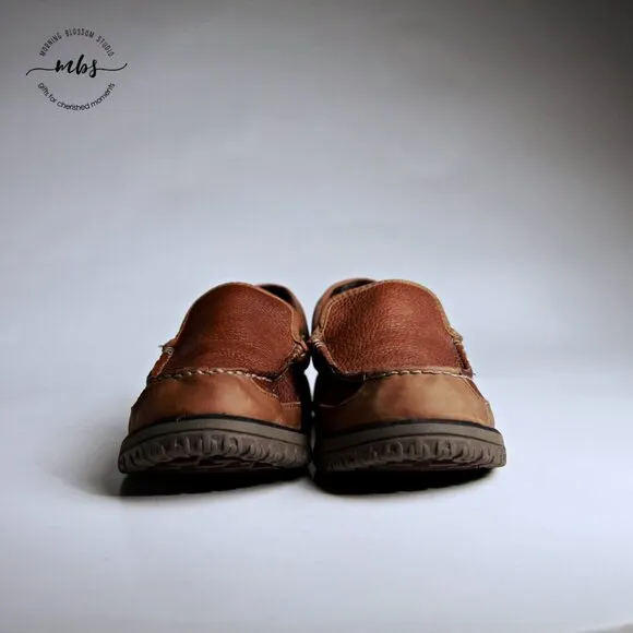 EUC LL Bean All Week Leather Slip Ons w/ Shearling Insole in Brown Men Size 9