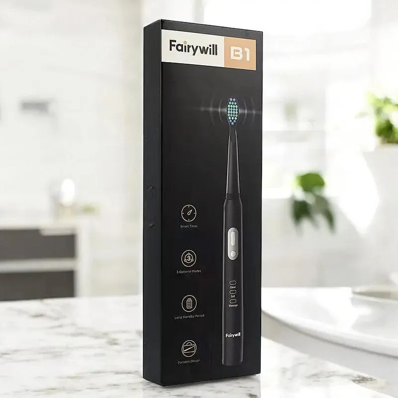 Fairywill B1 Sonic Electric Toothbrush | Battery Operated with 3 Modes and 2 Brush Heads