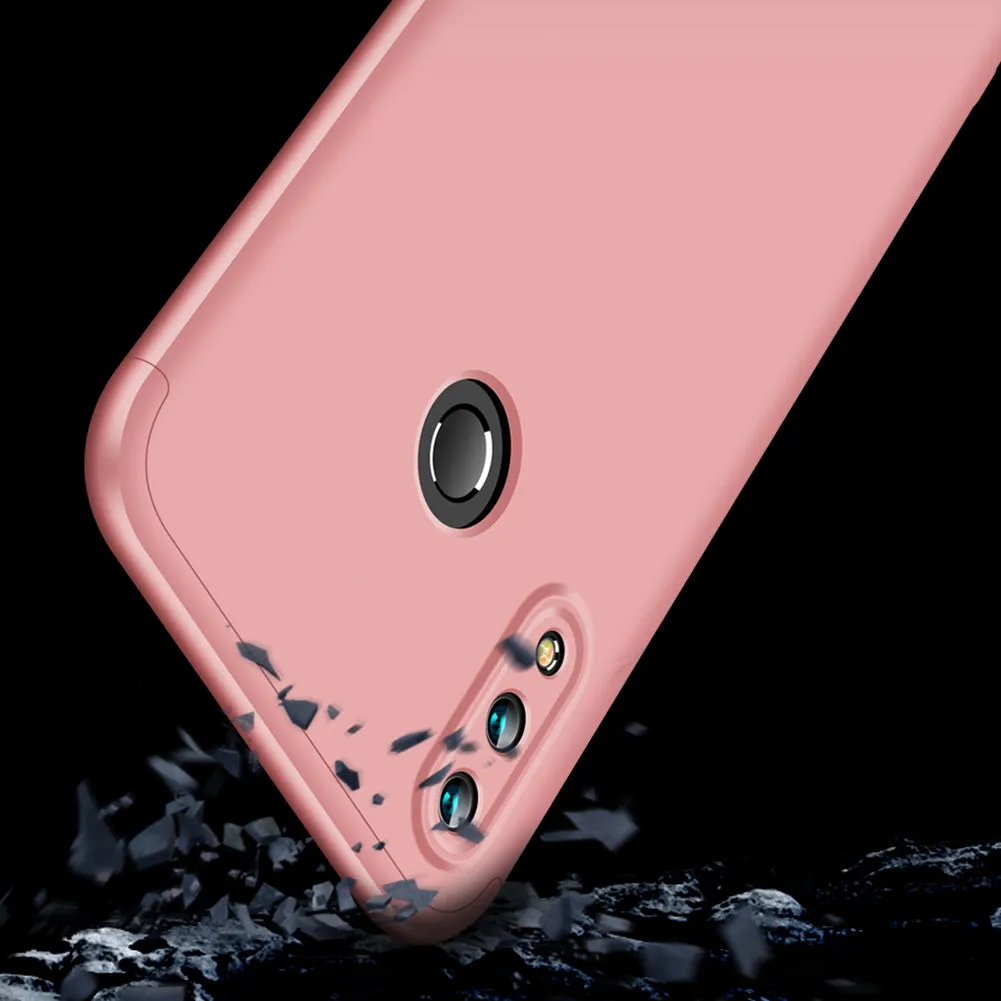 For HUAWEI NOVA 3I/P smart Plus 3 in 1 360 Degree Non-slip Shockproof Full Protective Case Rose gold