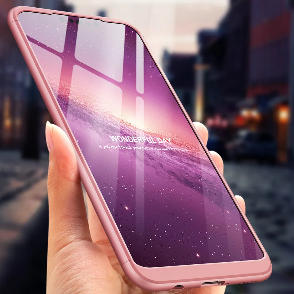 For HUAWEI NOVA 3I/P smart Plus 3 in 1 360 Degree Non-slip Shockproof Full Protective Case Rose gold