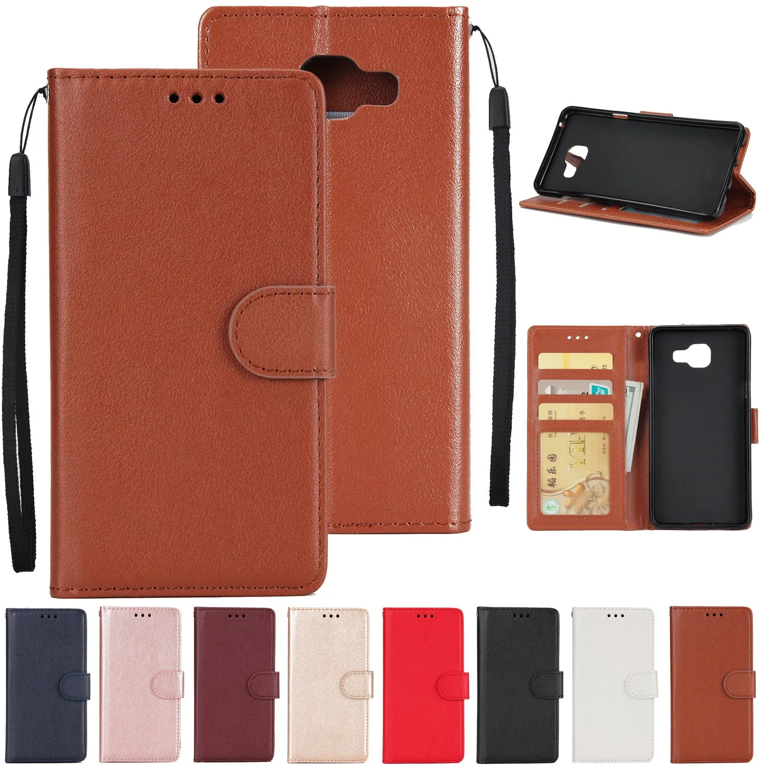 For Samsung A7 2017/A720 PU Leather Cell Phone Case Protective Cover Shell with Buckle blue