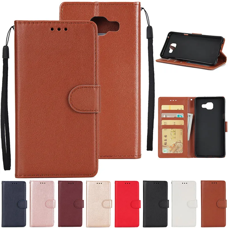 For Samsung A7 2017/A720 PU Leather Cell Phone Case Protective Cover Shell with Buckle blue
