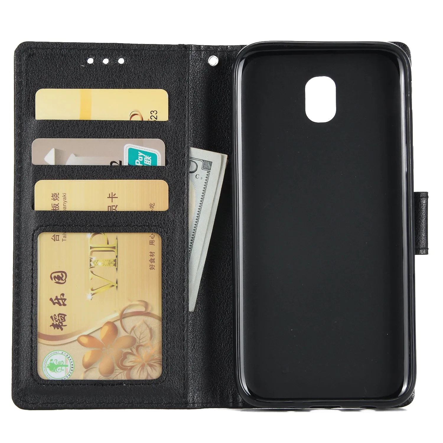 For Samsung J7 2017 European Edition/J730/J7 PRO PU Leather Protective Phone Case with 3 Card Position wine red