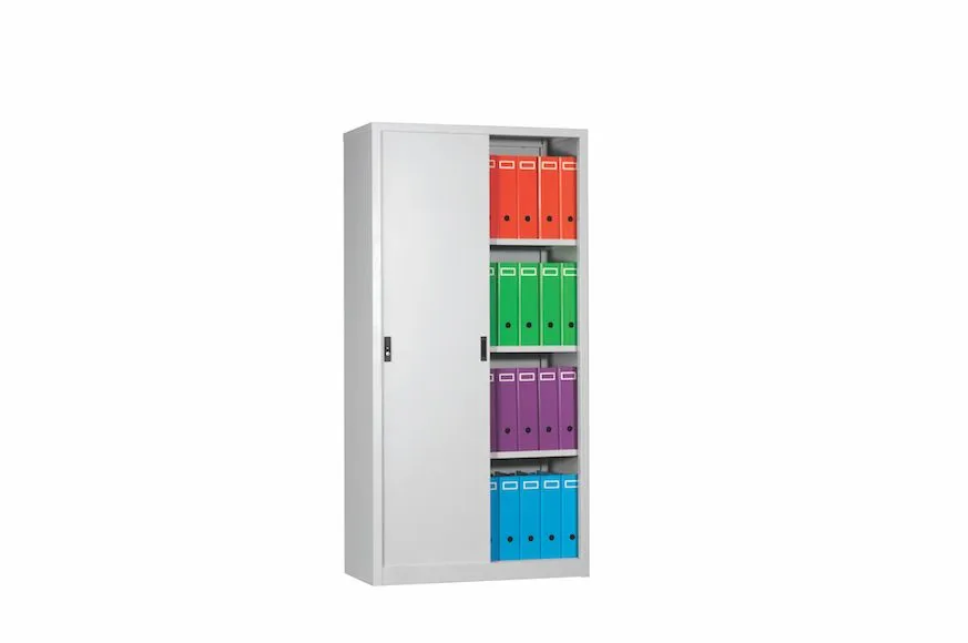 Full Height Sliding Door Cupboard - with 3 Adjustable Shelves