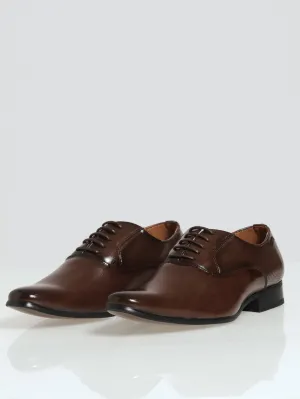 Full Pin Punch Back Quarter Lace Up Oxford Shoe - Brown