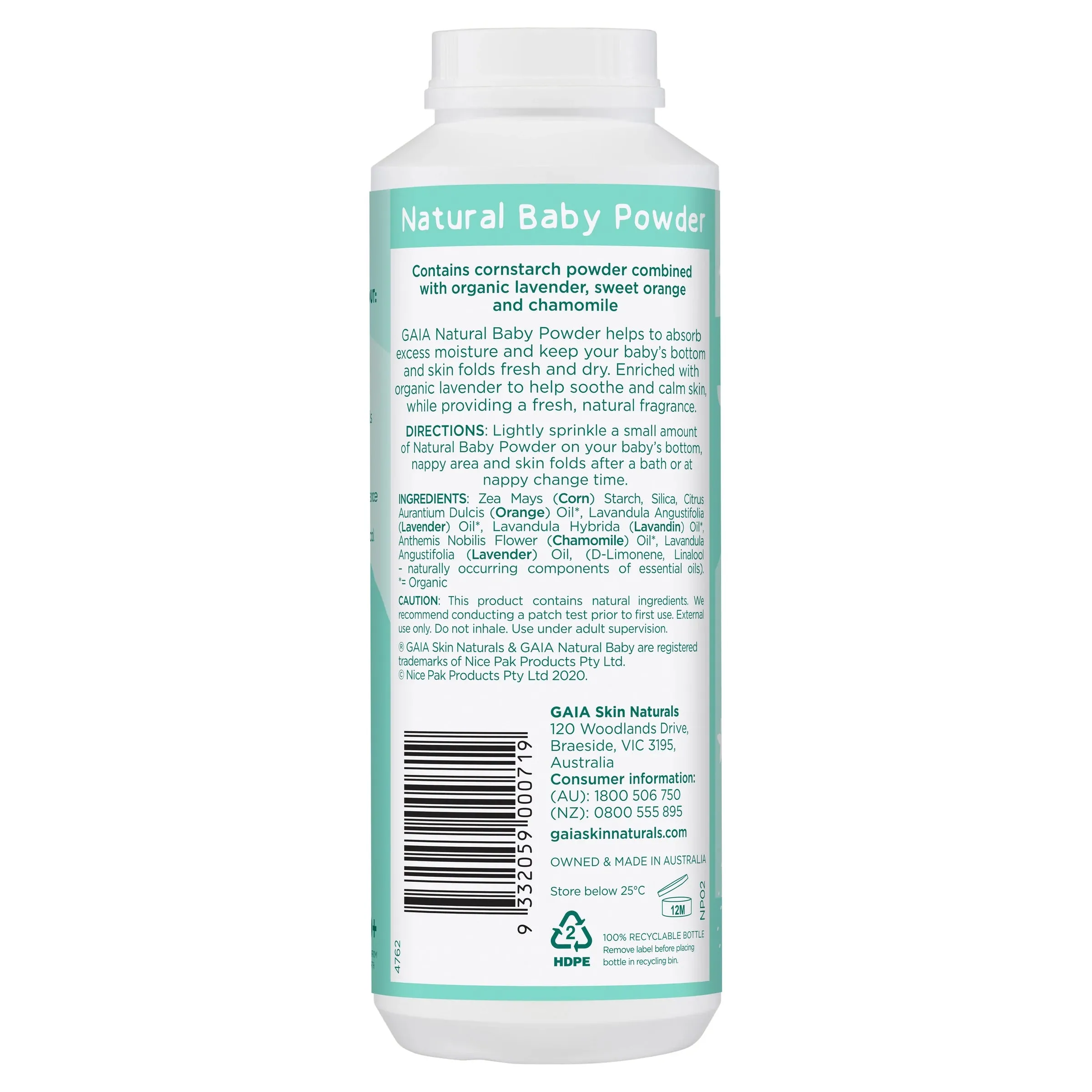 GAIA Natural Baby Powder 200g Exp: 12/27