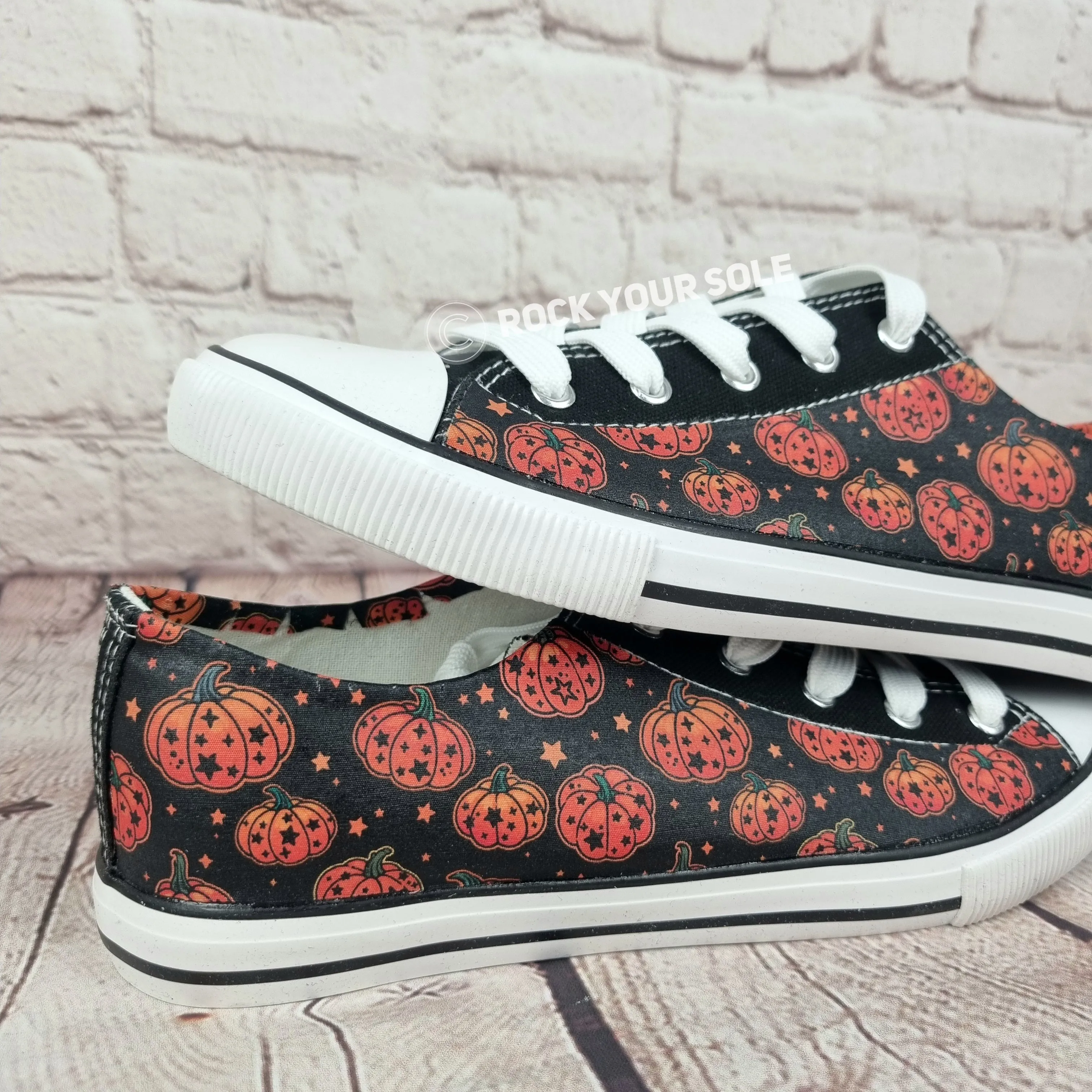 Halloween orange pumpkin lantern sneakers