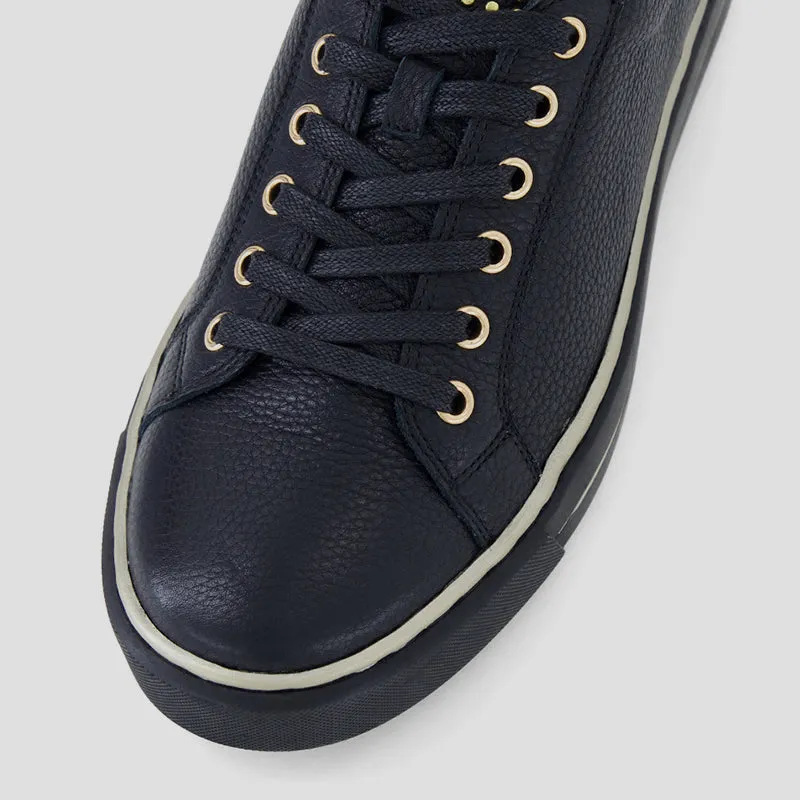 KAIYA W - BLACK-BLACK SOLE TUMBLE LEATHER