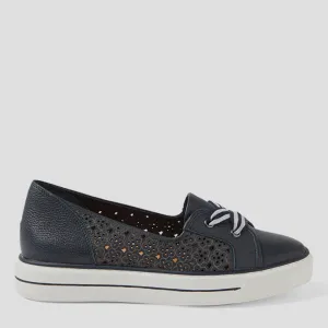 KENJI W - NAVY TUMBLE LEATHER