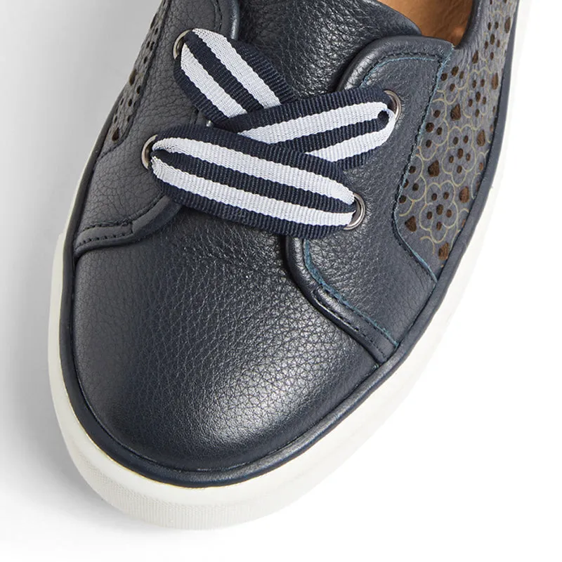 KENJI W - NAVY TUMBLE LEATHER