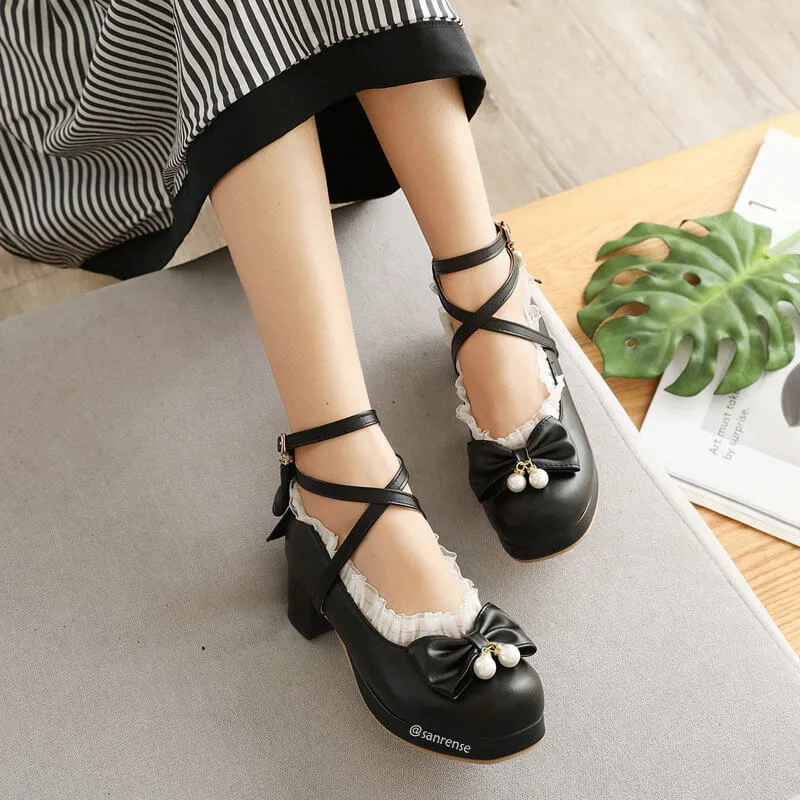 Lace Lolita Bow Shoes