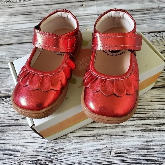 Livie and Luca Ruche Mary Jane Shoes Metallic Red NIB Limited Edition