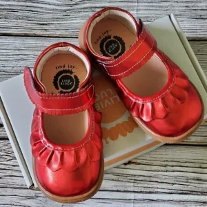 Livie and Luca Ruche Mary Jane Shoes Metallic Red NIB Limited Edition