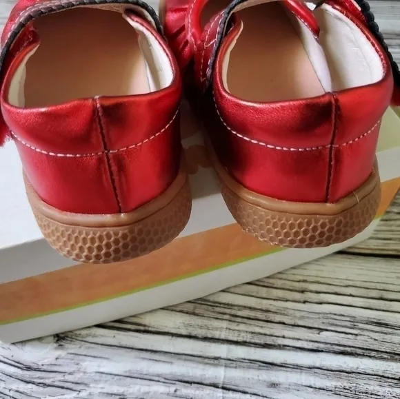 Livie and Luca Ruche Mary Jane Shoes Metallic Red NIB Limited Edition